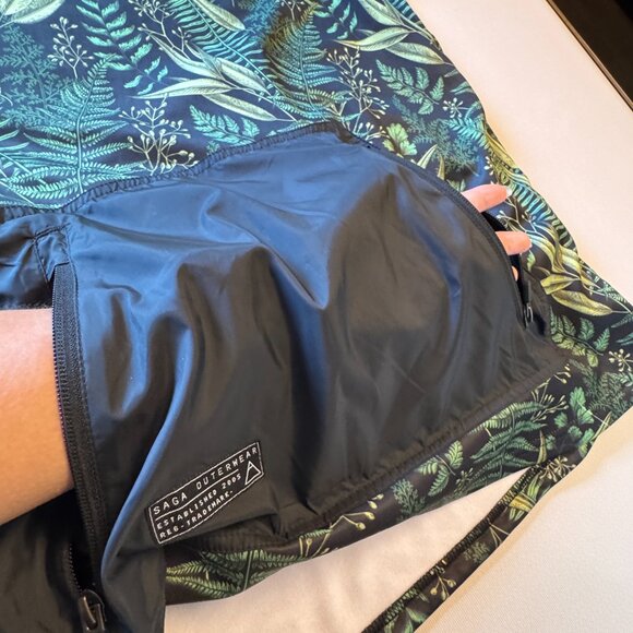 Saga Outerwear Saga Tech Hooded Pullover Adult Large Black Green Leaf Print - Picture 7 of 13